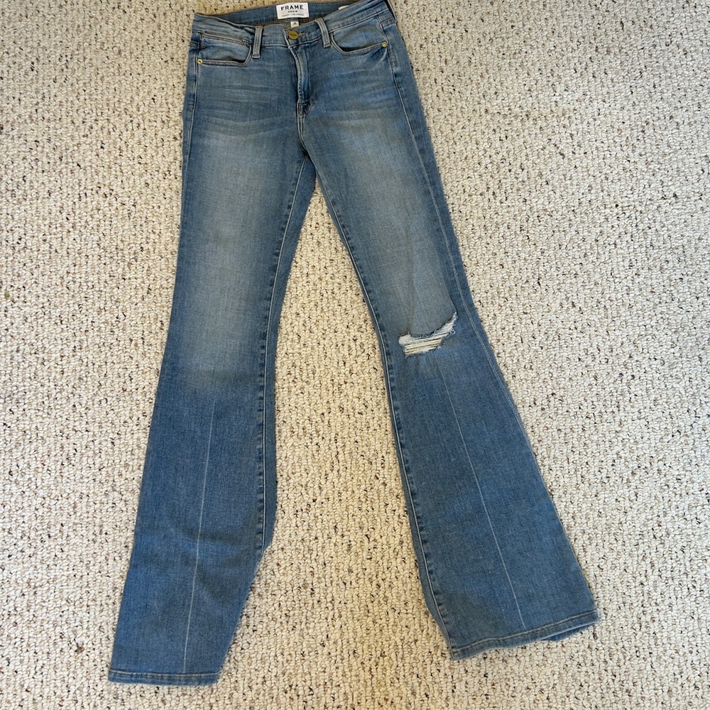 Frame low rise flare jeans